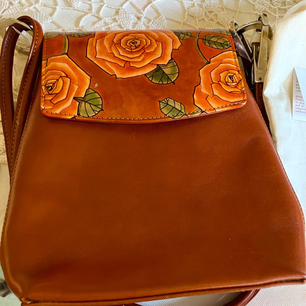 Designer Bambas Art Leather Hand Painted Cross Body Shoulder Bag.